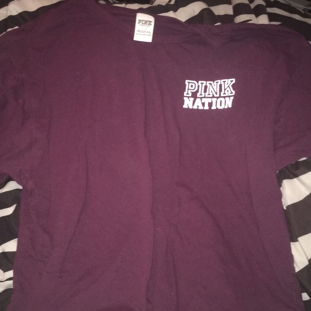 Pink Nation Maroon Baseball Shirt